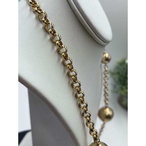 Chicos Maye Long Necklace Goldtone Metal Large Hammered Balls on
Chain 40" - Picture 6 of 14